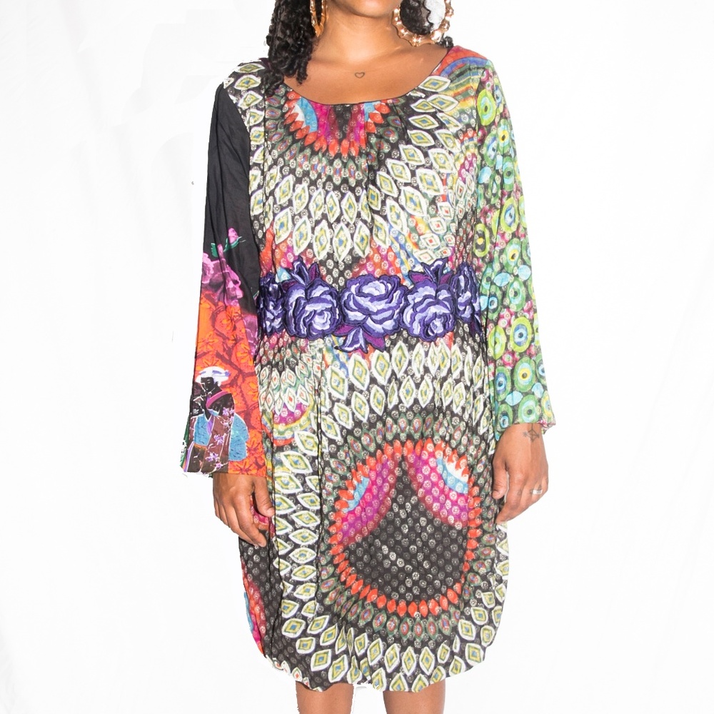 Desigual abstract colorful puffball dress